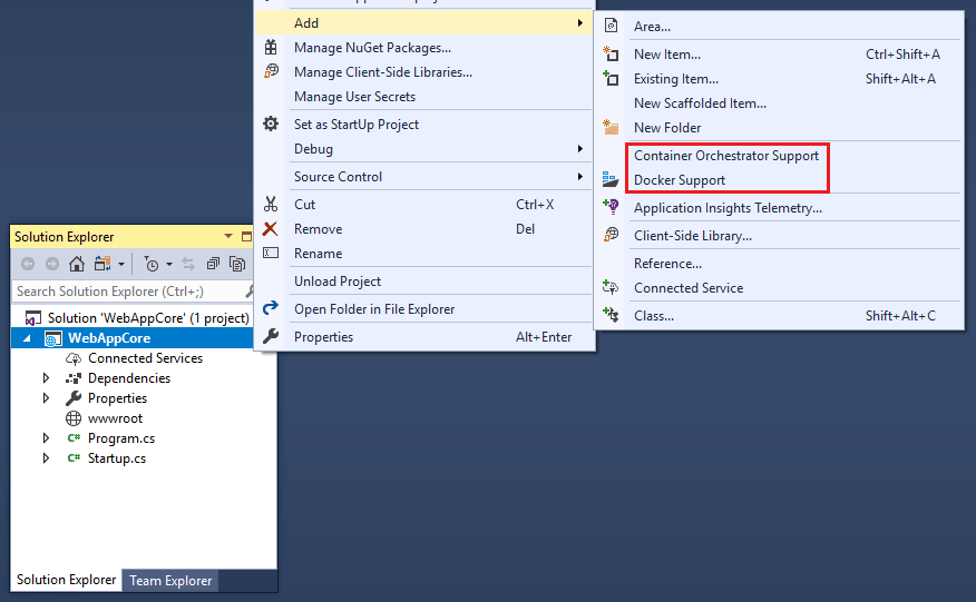  Visual studio container tools on Windows