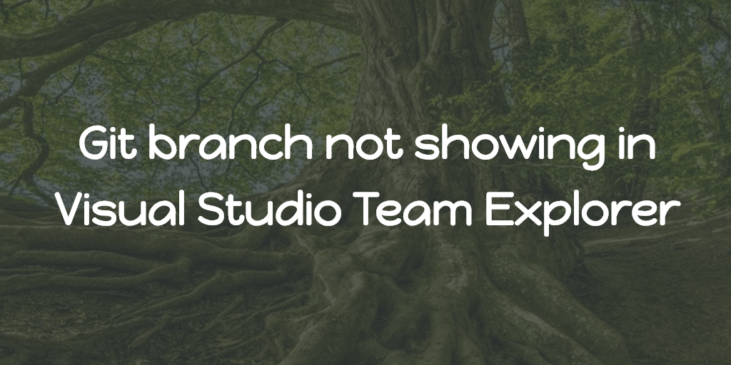 Git branch not showing in Visual Studio Team Explorer